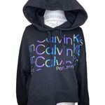 Calvin Klein NWT Performance Womens Cropped Hoodie With Iridescent Logo Black XL Photo 0