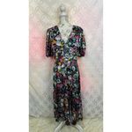 Alexia Admor  Floral Satin V-neck Puff Sleeve Midi Dress Size‎ 6 NWT Photo 2