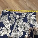 MELLODAY  wide leg belted pants Navy White Tropical print Pull on Size M Stretch Photo 3