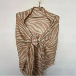 INC International Concepts Triangle Zebra Print Scarf Wrap Natural Beige Mocha Tan Photo 4