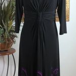 Boho Gothic Black Midi Dress Size M Empire Waist Witchy Romantic Cottagecore Photo 0
