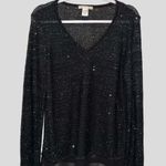 Design History  gorgeous black sweater top with silver sparkle design? New Photo 7