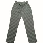 Bebe pinstriped paper bag waist cropped pants Photo 0