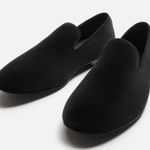 ZARA Black Velvet Dress Loafers 38 workwear holiday party minimalist classic Photo 0
