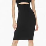 Babaton | Black Fissure Sculpt Knit Front Cut Out Bodycon Dress Sz. Large Photo 0