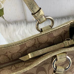 Coach Tan and Gold Star-Patterned Tote Bag with Matching Wristlet Photo 10