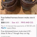 Frye  Harness Mules Boots Brown Leather Shoes Size 6 Photo 9
