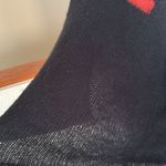 Wooden Ships  Charcoal blue Knit sweater with orange colored letters reading Love Photo 7