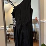 Betsy and Adam Formal Cocktail One shoulder Dress, Size S, Black and Silver Photo 4
