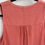 Splendid  Coral Pink Cotton Gauze Sleeveless boho tank Neck Button Down Top small Photo 8