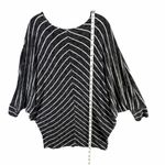 Fantastic Fawn Top Womens Size M Black White Stripe Chevron Batwing Slouchy Photo 3