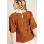 DOLAN Anthropologie Floral Norah Corduroy Pullover Blouse Brown Large Photo 3