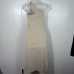Aerie Beige Tan One Shoulder Strap Midi Length Ribbed Stretch Dress Medium M Photo 4