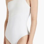ONIA Sienna One Shoulder Cutout Ribbed Swimsuit White Photo 0