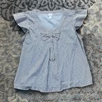 Piper & Blue Vintage Ruffle Cap Sleeve Pinstripe Top Navy & White XL Photo 0