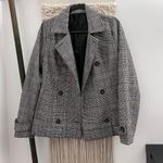 ZARA Gray Plaid Blazer Coat Photo 0