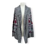 Roxy Grey Knit Cardigan with Geometric Designs Size Medium Photo 1