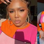 Eloquii New Anya Patchwork Colorblock Bodycon Dress in Pink & Orange Photo 2