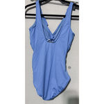 Ralph Lauren LRL  One Piece Swimsuit Ruffle Ruched Blue Slimming sz 8 Pin-up Photo 3