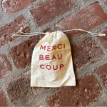 Claire V Merci Beaucoup Drawstring Pouch Dustbag Storage Bag white and red Photo 7