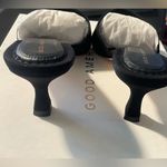 Good American | ‘The Standout’ Square Toe Slide Kitten Heel | Black/Gold - NIB Photo 8