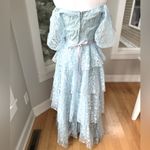 Vintage Lt Blue Lace Tiered Sweetheart Neckline Puff Sleeve Prom Formal Dress Size undefined Photo 12