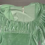 Free People  Hold‎ Me Green Velvet Puff Sleeve Square Neck Top Women's Small Photo 7