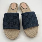 Gucci  GG denim espadrille slides rhinestone sz 39.5 Photo 0