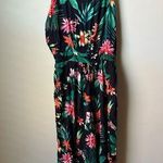 Derek Heart  Jumpsuit Hawaiian Floral Tropical Black Spaghetti Straps Size Large Photo 0