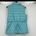 Talbots Down Puffer Vest Womens M Medium Aqua Filled Quilted Zip Up Mock Jacket Photo 2