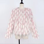 NEW Faux Fur Shabby Pink & White Coat Custom Made Small Photo 2