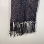 COURAGE.B winter knit‎ scarf black sequins with fringe edges black sparkle NWT Photo 2
