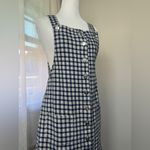 Byer California Vintage Y2K Navy & White Plaid Print Overall Knee Length Dress Photo 4