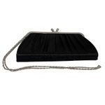 Bijoux Terner Evening Bag Black Satin Chain Clutch Crossbody Kiss Lock Purse Vtg Photo 5
