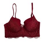 Victoria's Secret  32D Bra Body By Lined Demi Underwire Red Lace Sexy Holiday Photo 0
