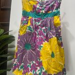 Anthropology We Vera Floral Strapless Dress in Purple Yellow and Teal Size 14 Photo 3