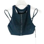 We Wore What NWT  Double Strap Zip Up Bra Dark Heather Grey Size Small S NEW Photo 1