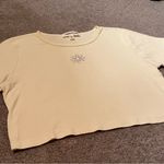 Obsessive Love Yellow Rhinestone Daisy Short Sleeve Crop Top Photo 1