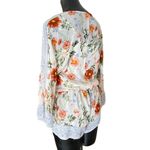 Joie  Kiora Silk Floral Romper with Wide Sleeves Ivory and Peach Size XS Photo 4