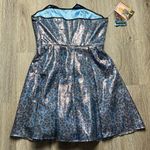Betsey Johnson Betsy Johnson Evening Metallic Blue Leopard Print Prom/Homecoming/Wedding Dress Photo 10