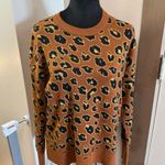 Eddie Bauer Animal Print Cheetah Leopard Pullover Knit Sweater Brown Crewneck M Photo 0