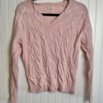 Minnie Rose  100% cashmere light pink distressed V-neck sweater fits medium K32 Photo 0