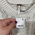 Free People NWT  Eloise Ivory Pointelle Puff Sleeve Sweater Top size small Photo 4