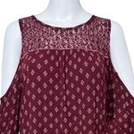 Lucky Brand Dress Womens Large Burgundy White Geometric Boho Bohemian Peasant Photo 4