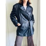 Women's Lambskin Leather Coat Size Mens Large Peacoat Oversized Classic Unisex Black Photo 4