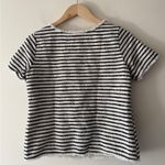 Green Envelope Blue and White Striped Fringe Hem Top Photo 2