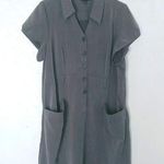 Fashion Bug  1X Workwear Gray Capped Sleeves Pocketed Shift Shirt Dress Plus Photo 0