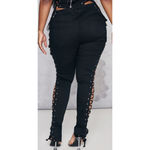 Pretty Little Thing Shape Black Lace Up Side Skinny Jeans, Size 6 Photo 3