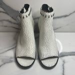 Frye NWOB Wmn's White Black Crackle Leather Peep Toe Brielle Rebel Booties Sz 7 Photo 1