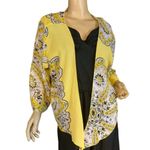 ROSEY TOMATO YELLOW & BLACK LIGHTWEIGHT PAISLEY PRINT BOLERO COVER (3X) Photo 0